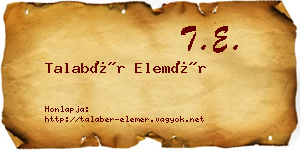 Talabér Elemér névjegykártya
